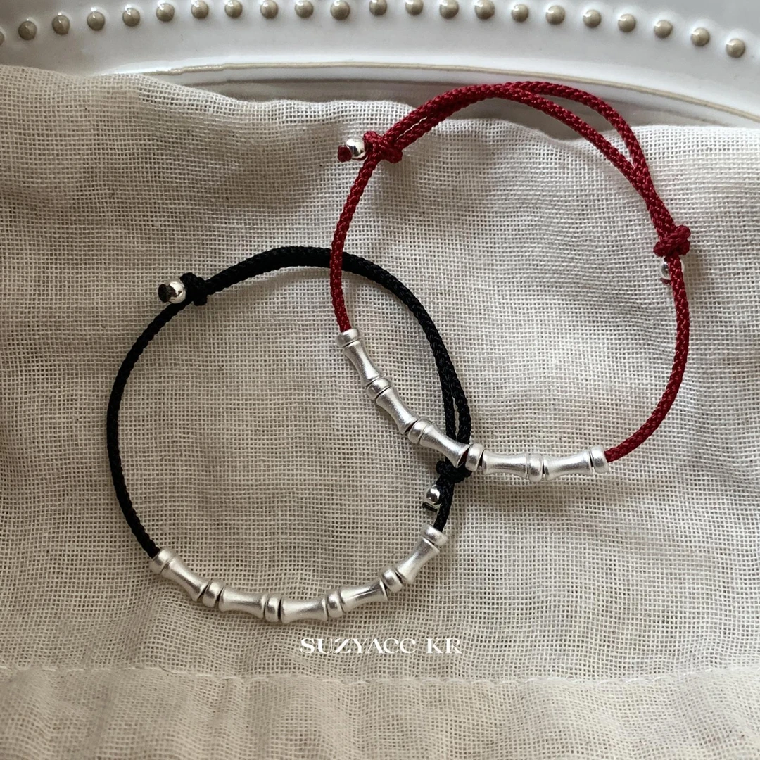 Suzyacc Kr 925银手链 竹节手绳手链气质百搭时尚手链手工DC0173