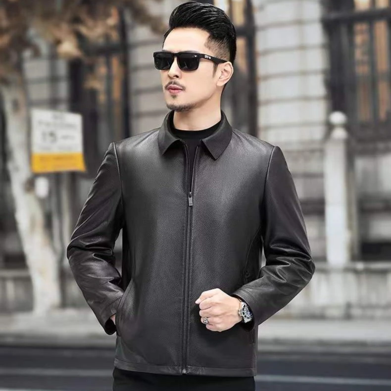 亚龙推荐海宁真皮皮衣新款头层绵羊皮短款翻领时尚休闲商务外套