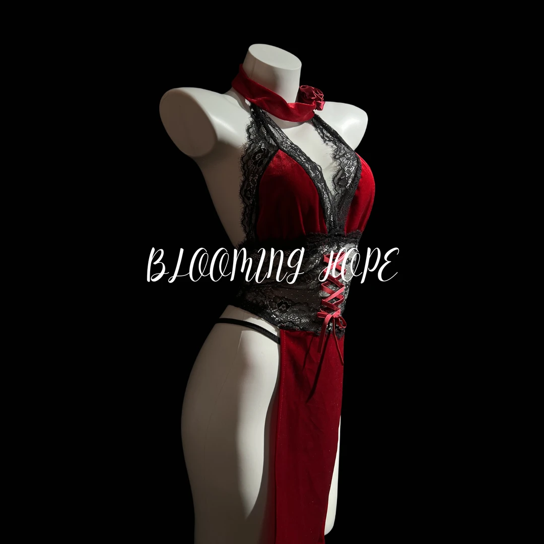 BLOOMINGHOPE《玫瑰妖姬》红色开叉制服cosplay