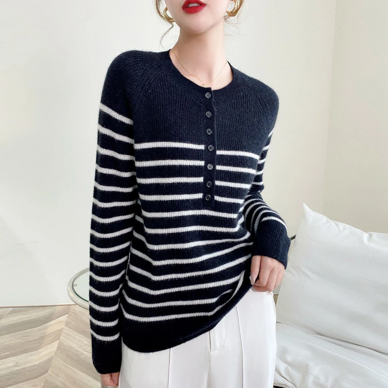 2024秋冬新款100%纯小山羊绒套头长袖圆领针织羊绒衫