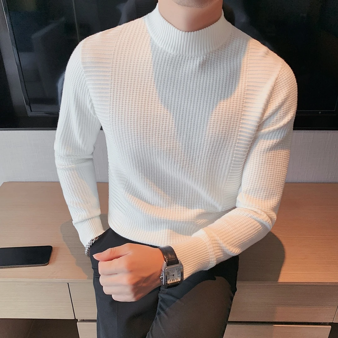 半高领毛衣男生秋冬季保暖内搭打底衫潮流百搭休闲日系长袖针织衫