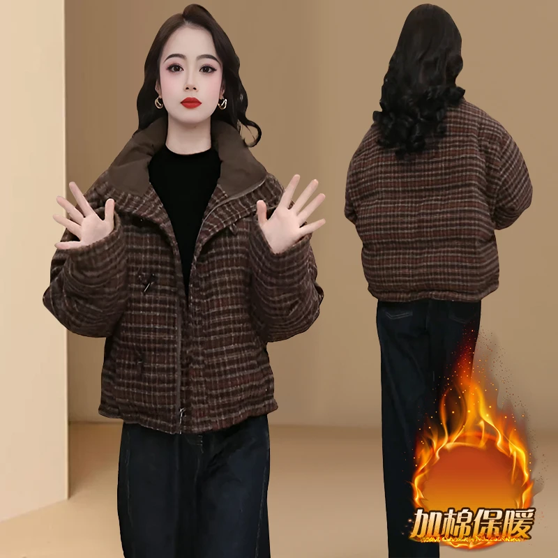 时尚休闲棉衣棉服女2025冬季新款妈妈高端气质百搭加厚保暖外套