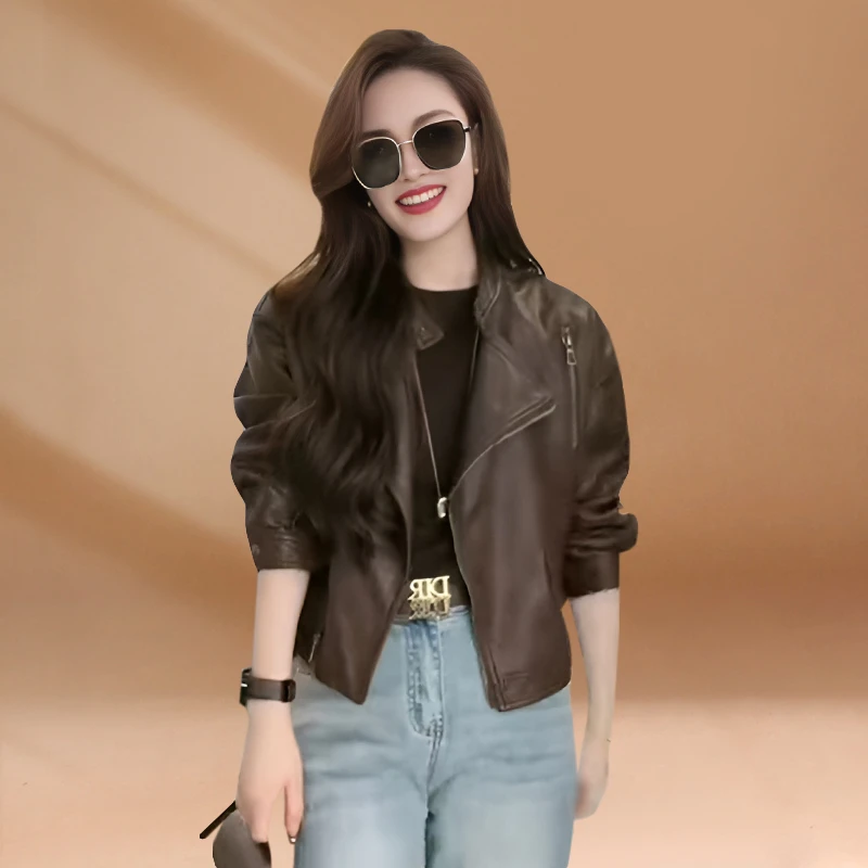 皮衣外套女2025春秋新款高端复古港风小个子设计感PU皮夹克短上衣