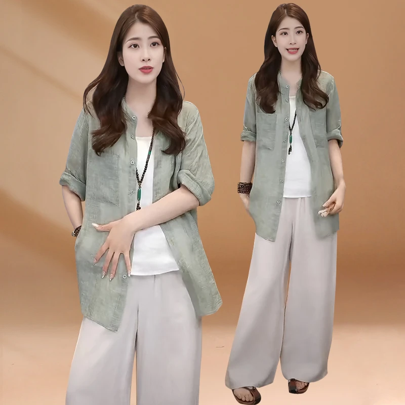 亮色纯色显瘦防晒衣衬衫外套女夏季薄款外搭宽松上衣气质衬衣开衫