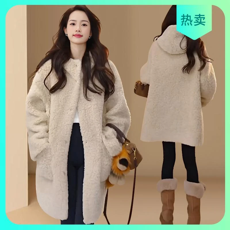 女装2025冬季新款独特超好看毛毛连帽中长款加厚保暖外套女秋冬
