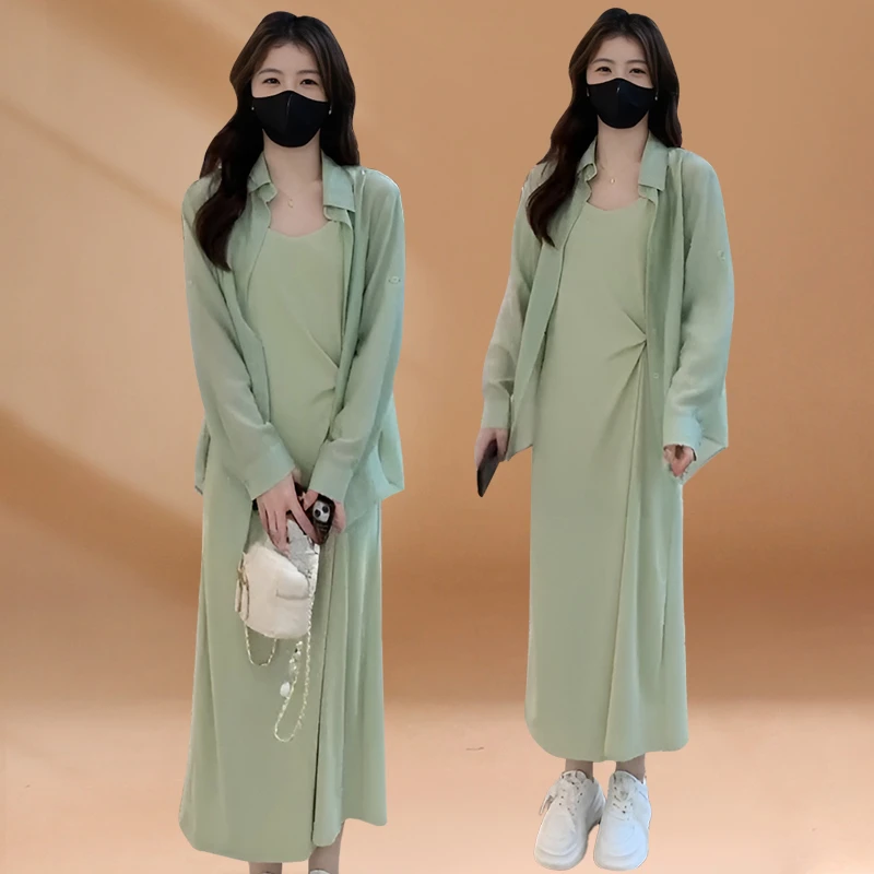 薄款防晒衫吊带连衣裙两件套女2025新款夏装搭配一整套气质套装裙