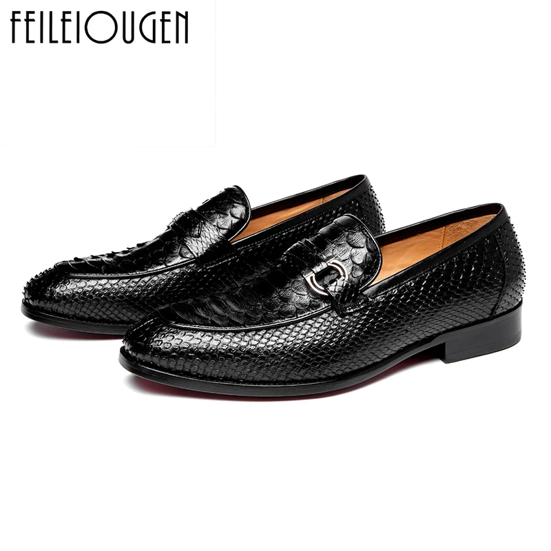 蟒蛇皮一脚蹬男鞋 21701