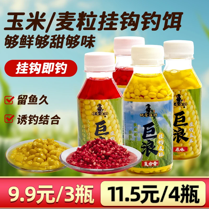 曾大盆快意江湖巨浪挂钩玉米麦粒饵料颗粒鱼饵小瓶装