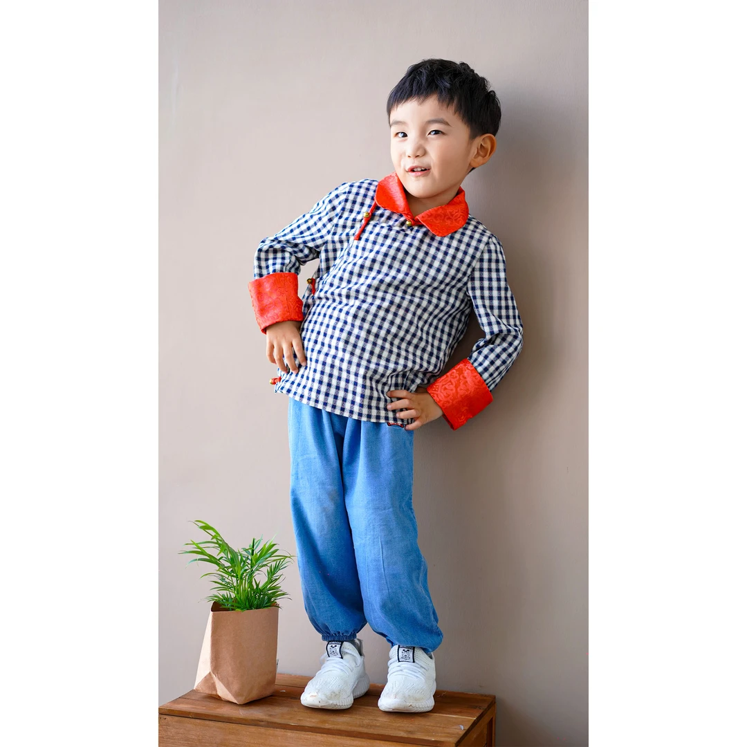 【德利源】 男女童同款民族风日常衬衫D0472#