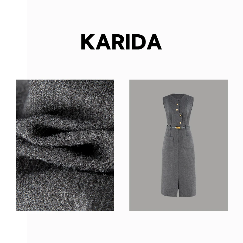 珂芮达Karida【伊人】法式复古香风显瘦连衣裙气质收腰无袖休闲时尚