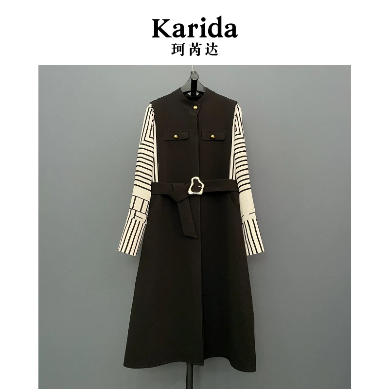 短视频珂芮达Karida【朵拉千金】春季拼接收腰时尚气质显瘦连衣裙