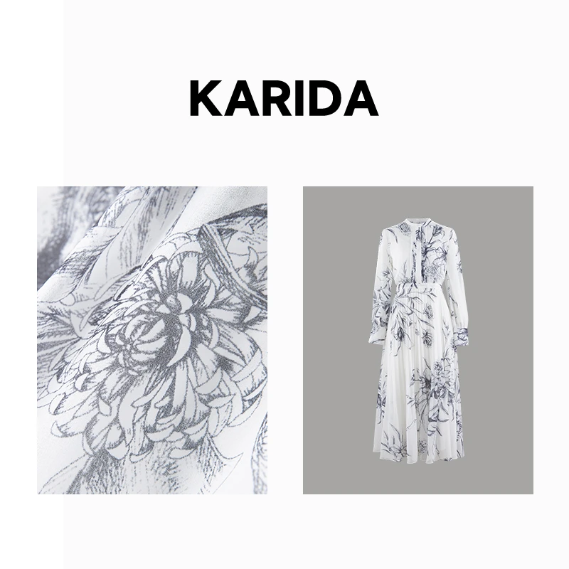 短视频Karida珂芮达【悄入紫禁城】国风连衣裙循环印花每件与众不同