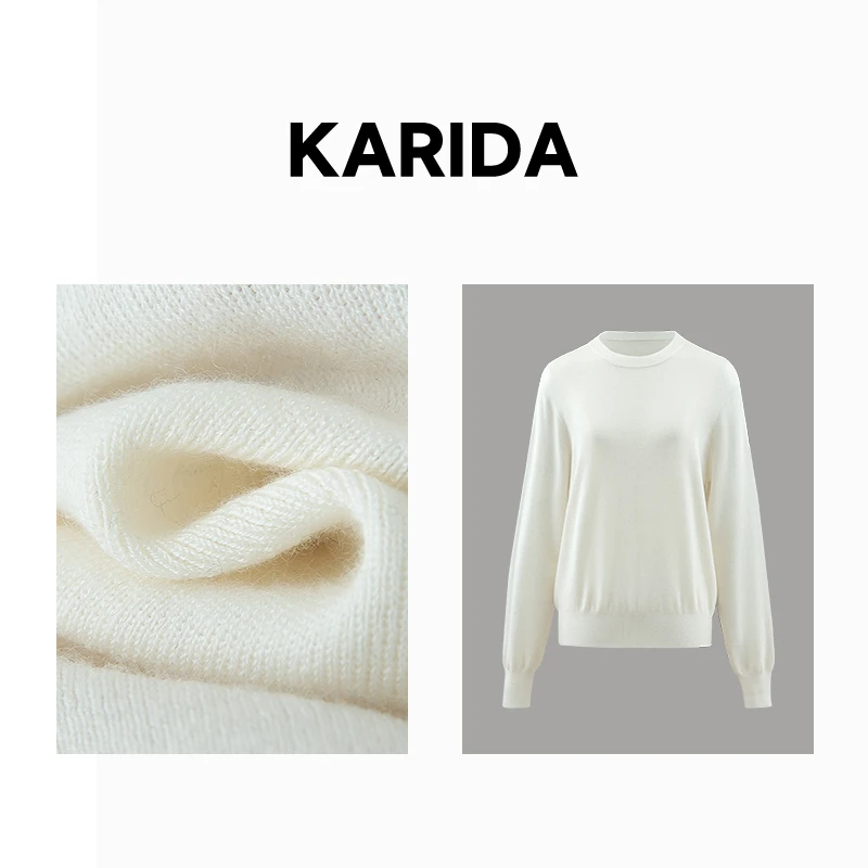 珂芮达Karida【月上清秋】简约条纹针织衫长袖黑白时尚拼色女士