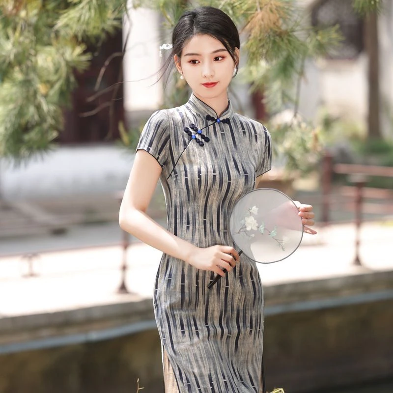 高品质旗袍旗袍显瘦时尚少女中长款修身日常旗袍小个子小个子短款