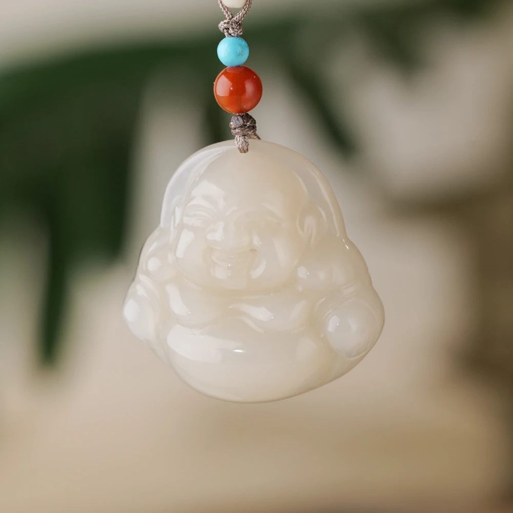 【任厂长】和田玉藕粉佛公吊坠DIY款（MEA164-P）