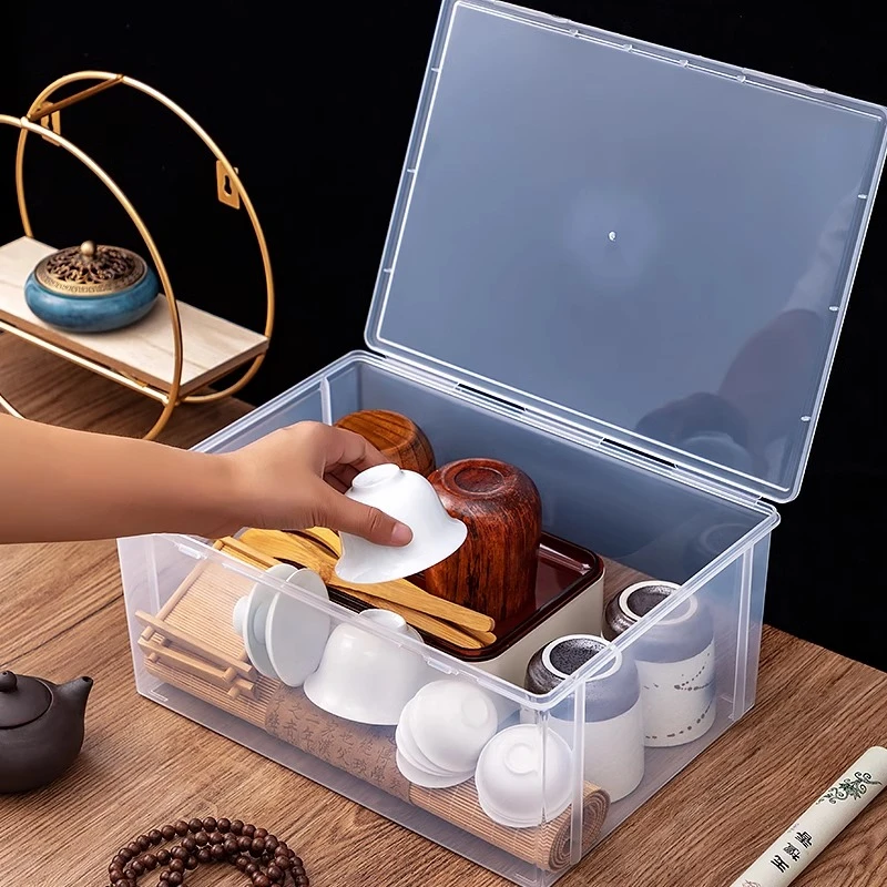 茶具收纳盒带盖防尘透明茶几桌面茶叶茶杯整理存放功夫茶壶置物架