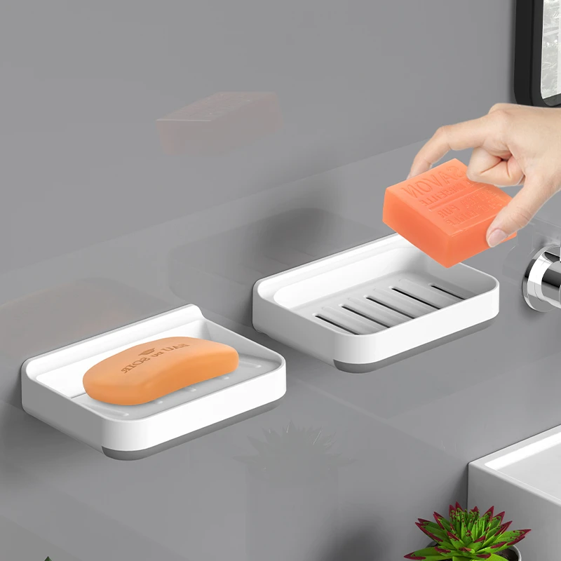 肥皂盒壁挂式沥水置物架家用创意免打孔浴室收纳卫生间吸盘香皂盒