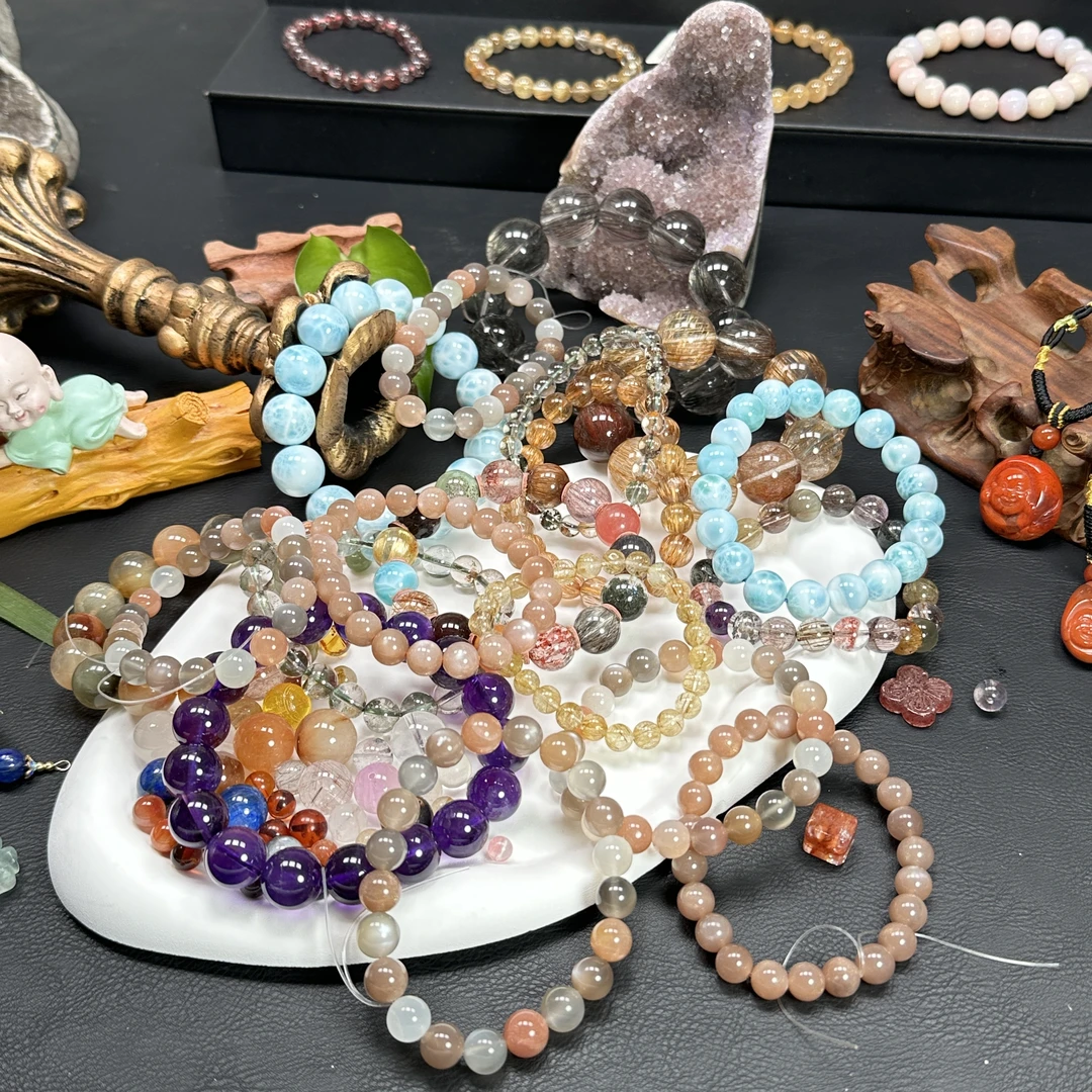 天然水晶彩宝手串项链戒指手链