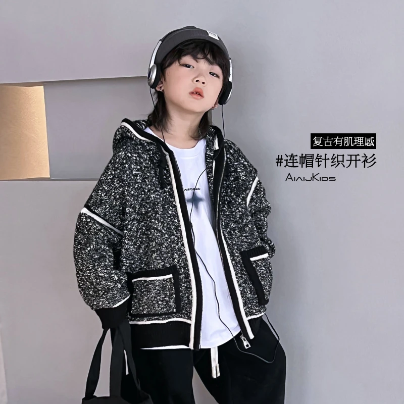 AIAIJKIDS【满天星】毛衣开衫外套潮牌洋气连帽针织衫 4086013O3