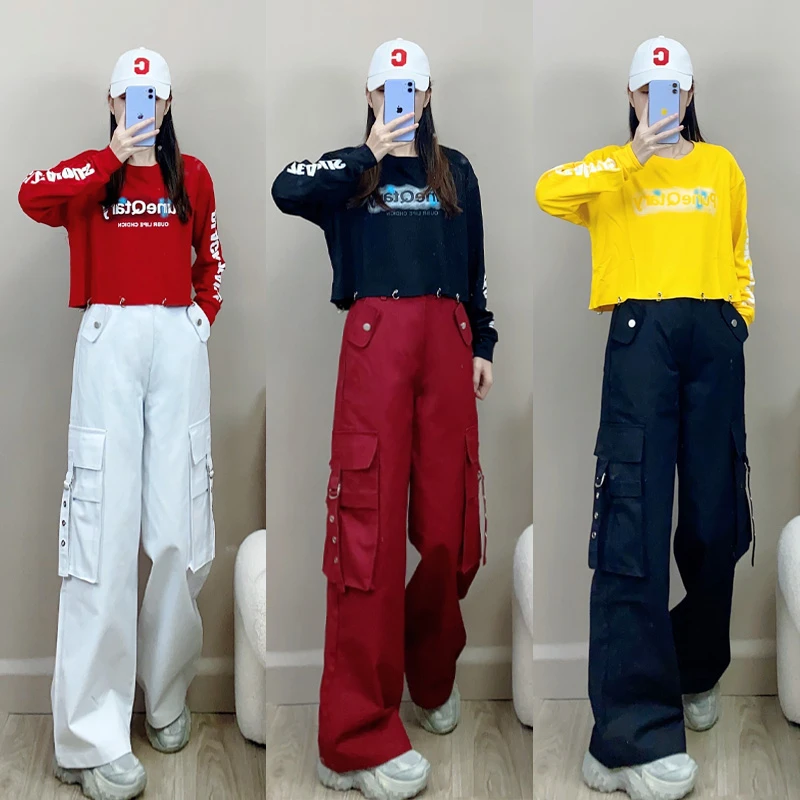 秋冬季2024年新款工装飘带裤斜纹棉时尚酷帅飘带男女同款工装裤子