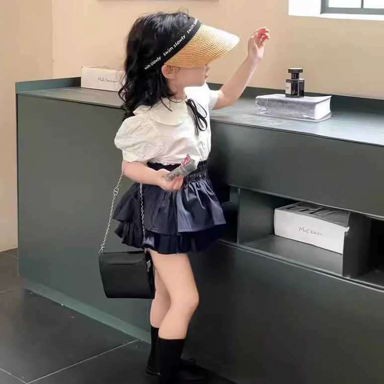 百褶韩版邻结衬衫大童半身裙童装女童短裙韩版jk蕾丝简约童装店铺