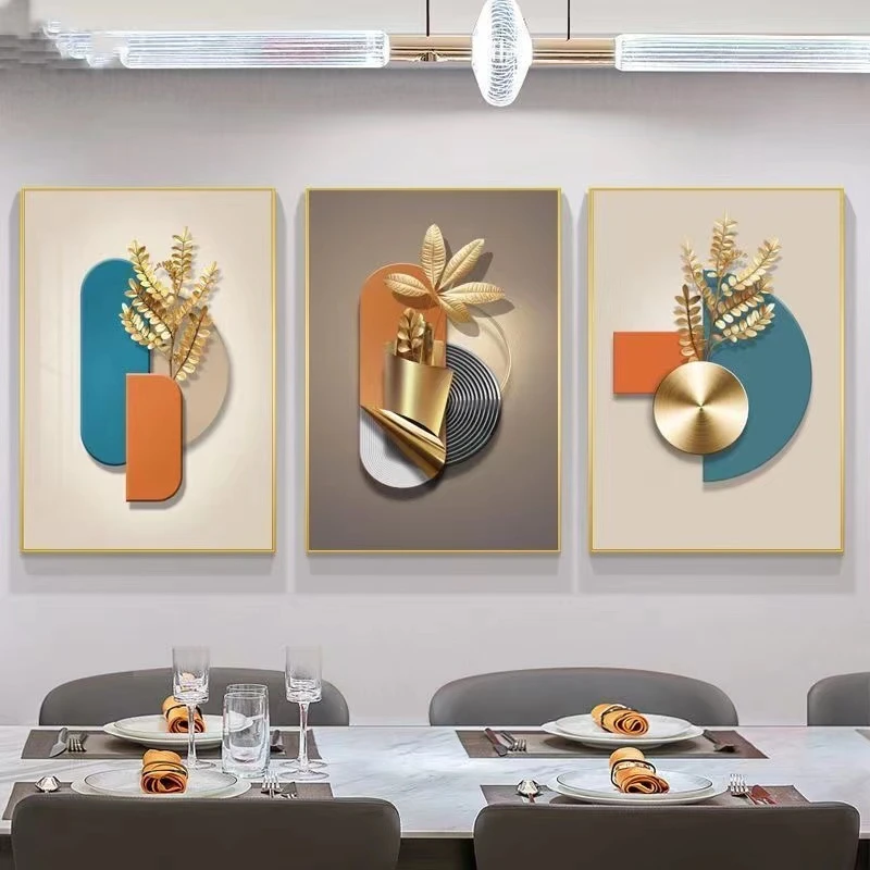 腾景空间【餐厅画】餐厅装饰画挂画饭厅画简约立体抽象晶瓷镶钻画