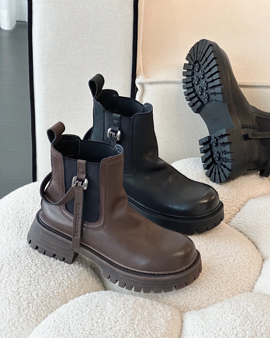 女靴马丁靴黑色切尔西靴时尚短靴