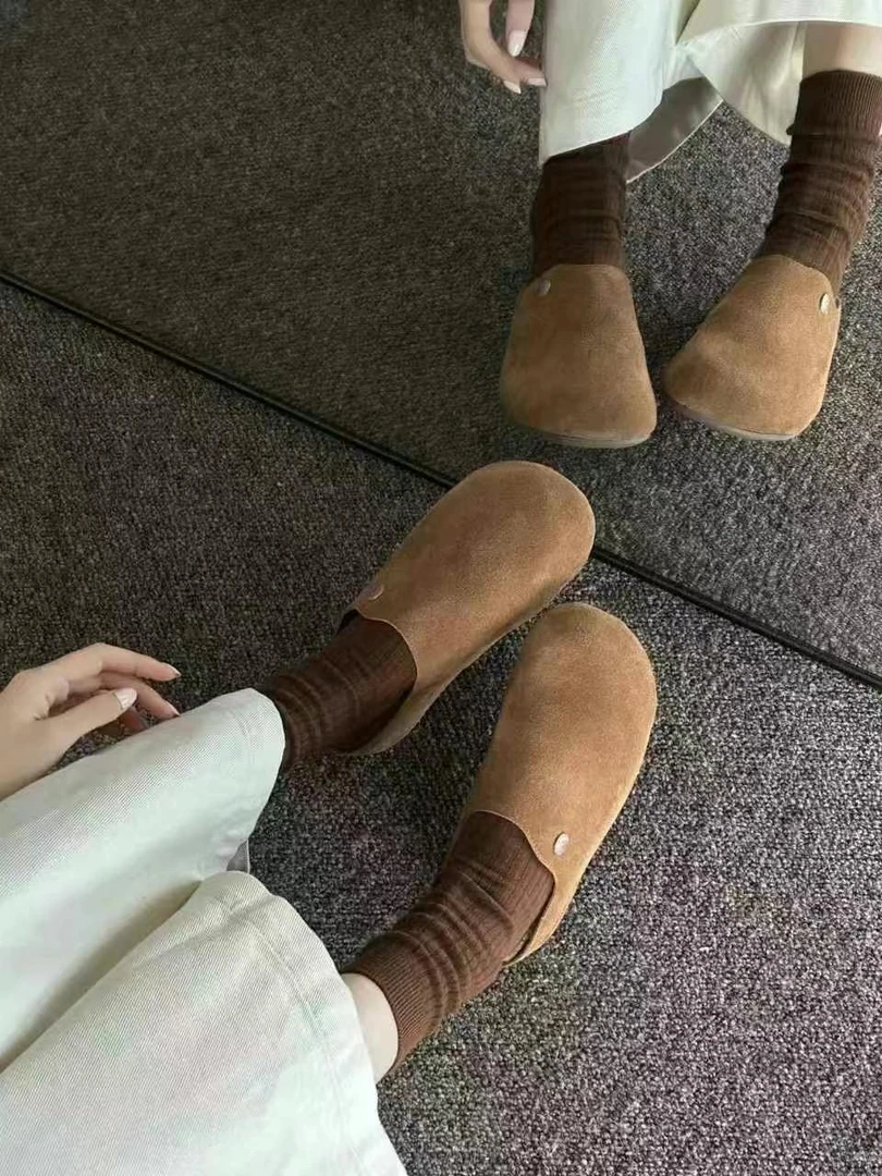 磨砂皮半包头拖鞋洋气勃肯风格舒适