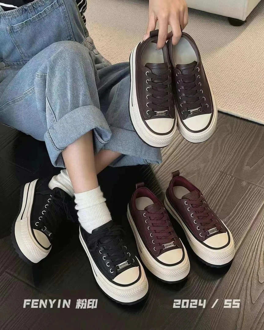真皮厚底松糕鞋女单鞋韩版百搭运动休闲板鞋