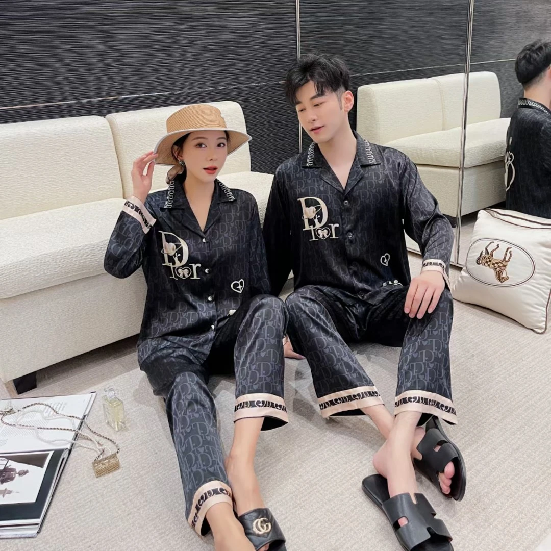 （2356#）夏季新款情侣高端冰雪丝睡衣女薄款时尚套装高端家居服