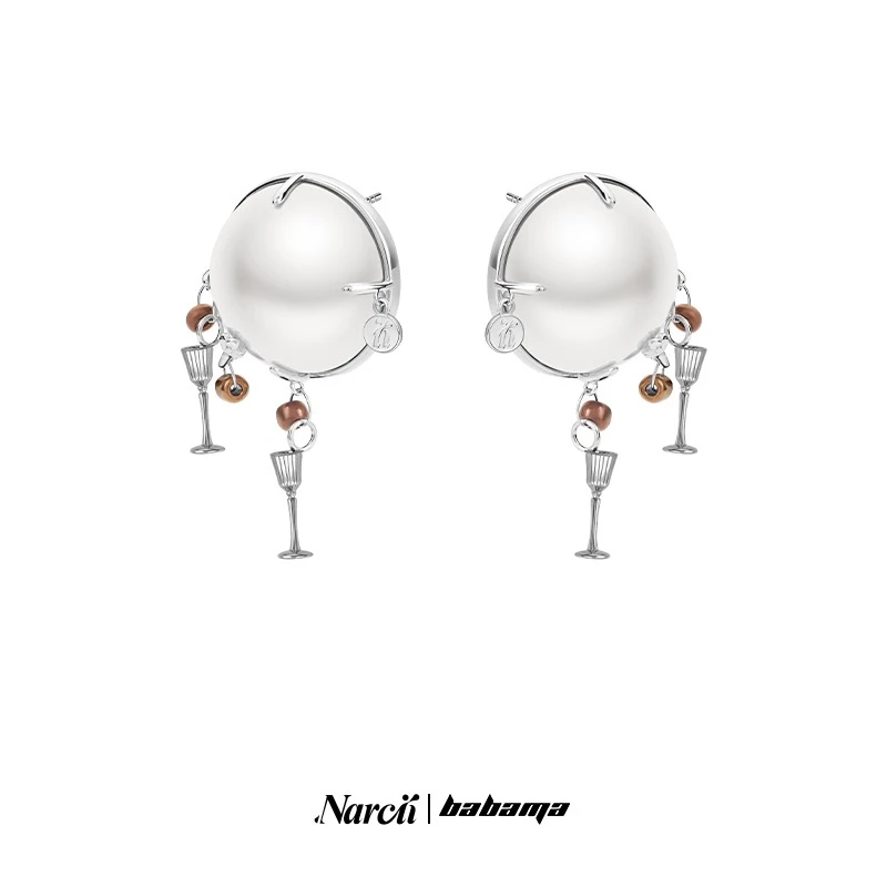 铜合金仿珍珠耳饰 Narcii贝珠吊坠耳环小众气质设计师贝珠耳钉
