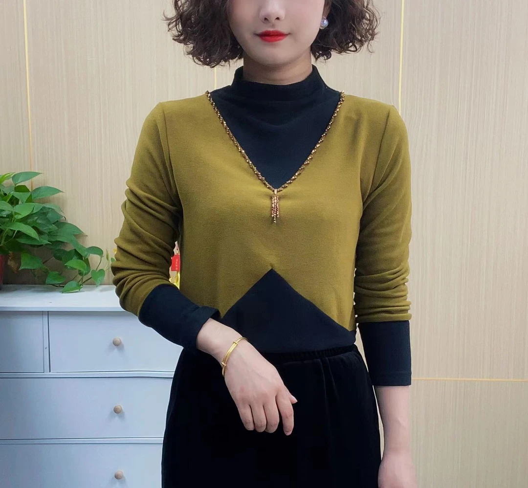 秋冬新款半高领双面绒洋气减龄时尚打底衫2023新品百搭加厚款H218