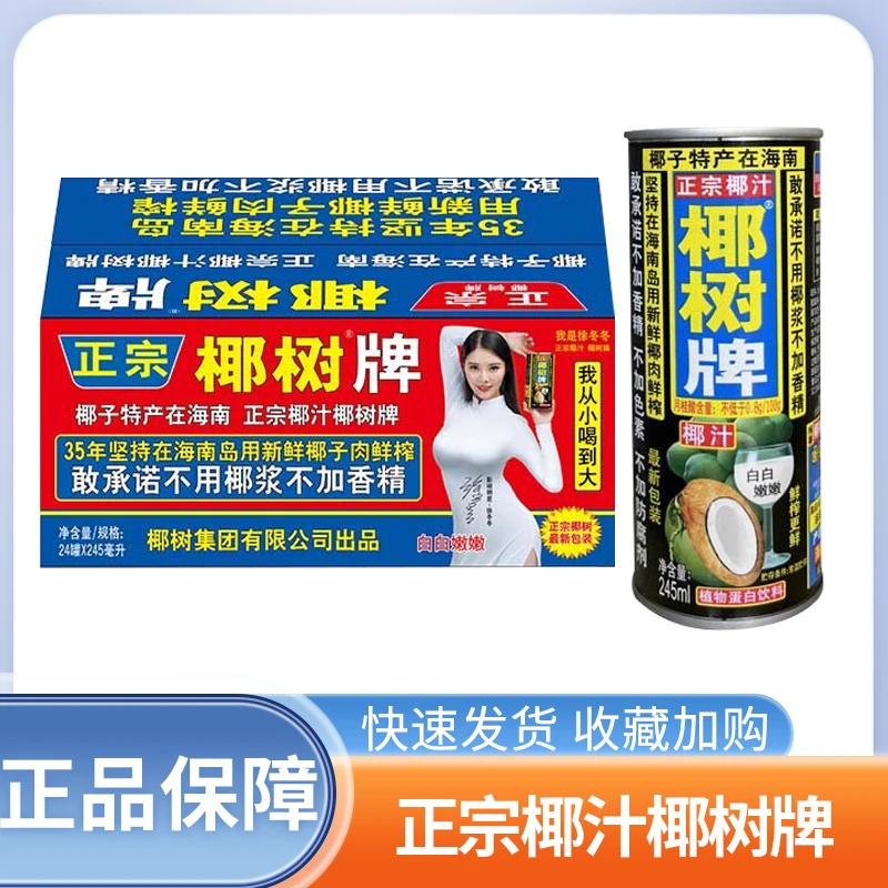 椰树牌椰汁正宗海南椰子汁椰奶天然饮料245ml*24罐装夏日必备饮品