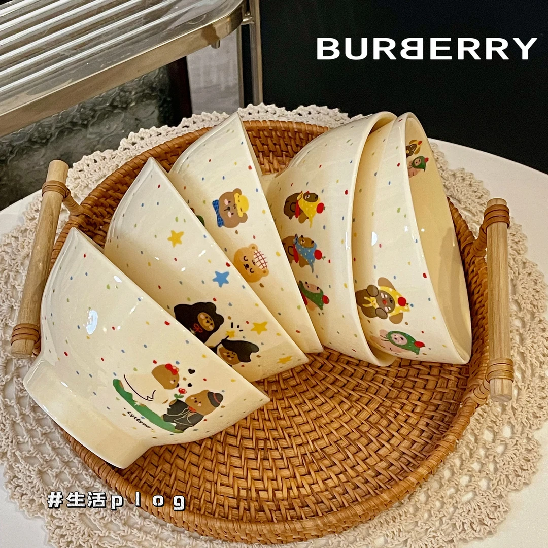 韩式少女心卡通乐园陶瓷餐具家用可爱动物米饭碗菜盘子