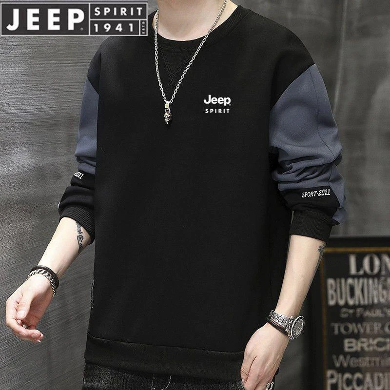 JEEP/吉普卫衣男秋冬季新款时尚潮流宽松加绒男装长袖男男士卫衣