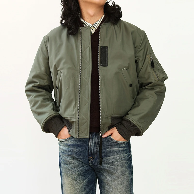 高端美式空中MA1飞行员夹克 阿美咔叽冬季加厚棉服外套MBBCAR窄幅