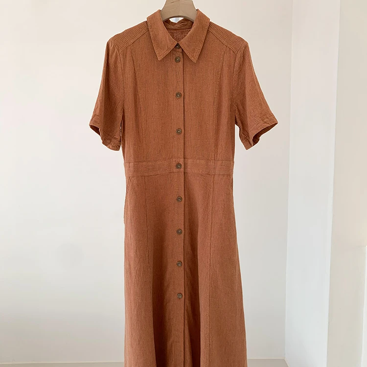 N0922 色织平纹中长连衣裙