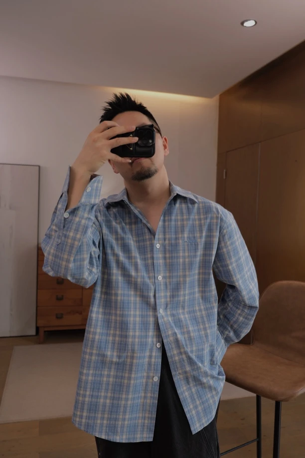 TUAN 【格子绣花】24秋高支棉料刺绣工艺宽松阔版 男女同款长袖衬衫