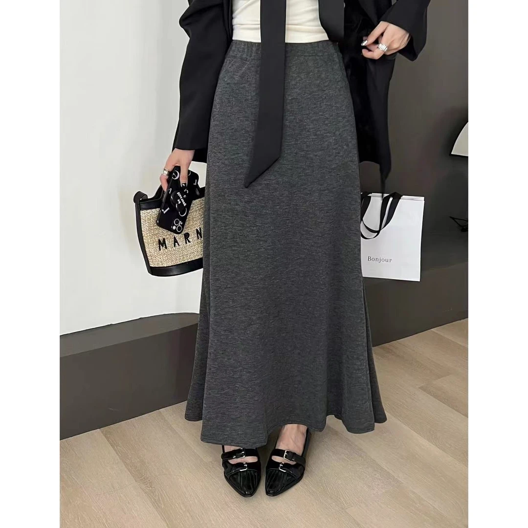 SP 清冷疏离  高级气质仿绵羊绒超软糯松紧腰显瘦针织魚尾半身裙