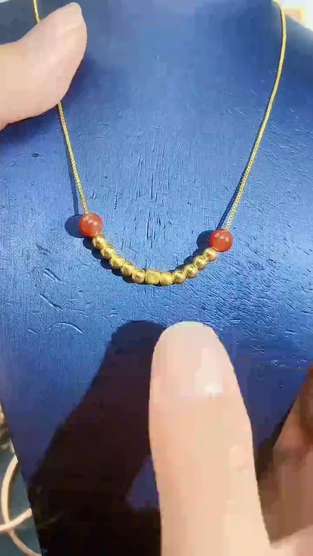 【闪购商品】南红玛瑙颈饰足金镶嵌A14