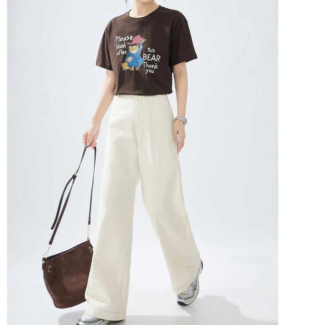 宽松阔腿牛仔裤女夏季2025新款休闲百搭显瘦高腰直筒裤G2521