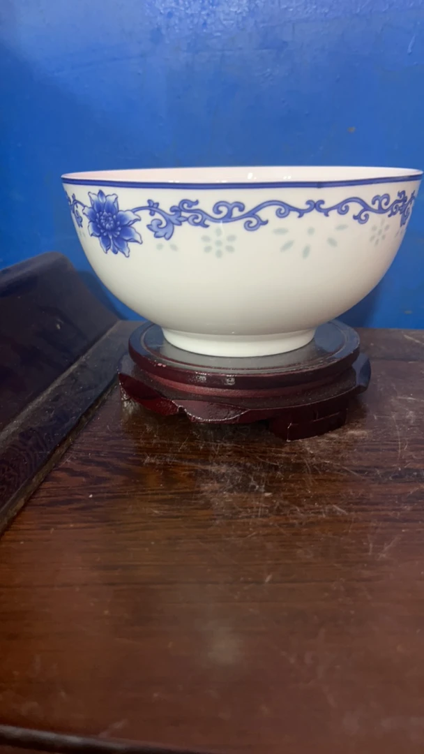 景德镇陶瓷青花釉中6.5寸面碗 心想事成