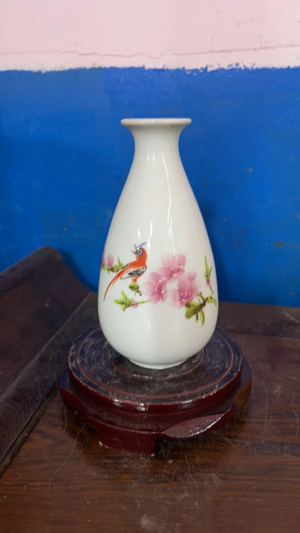 景德镇陶瓷水点桃花小酒壶 带头像