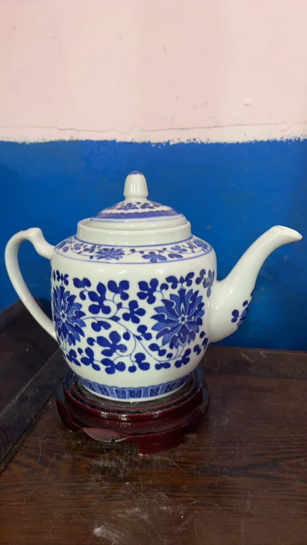 景德镇陶瓷青花釉中缠枝莲水壶 人民瓷厂