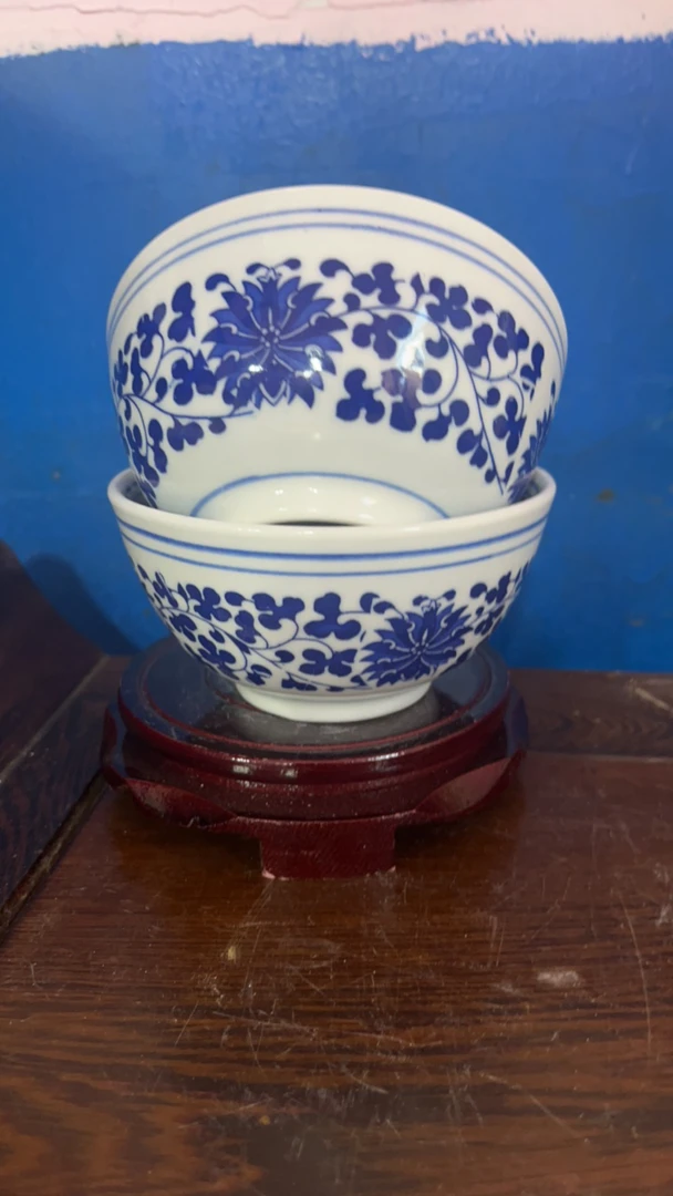 景德镇陶瓷青花4.5寸米饭碗 缠枝莲 拍一发二