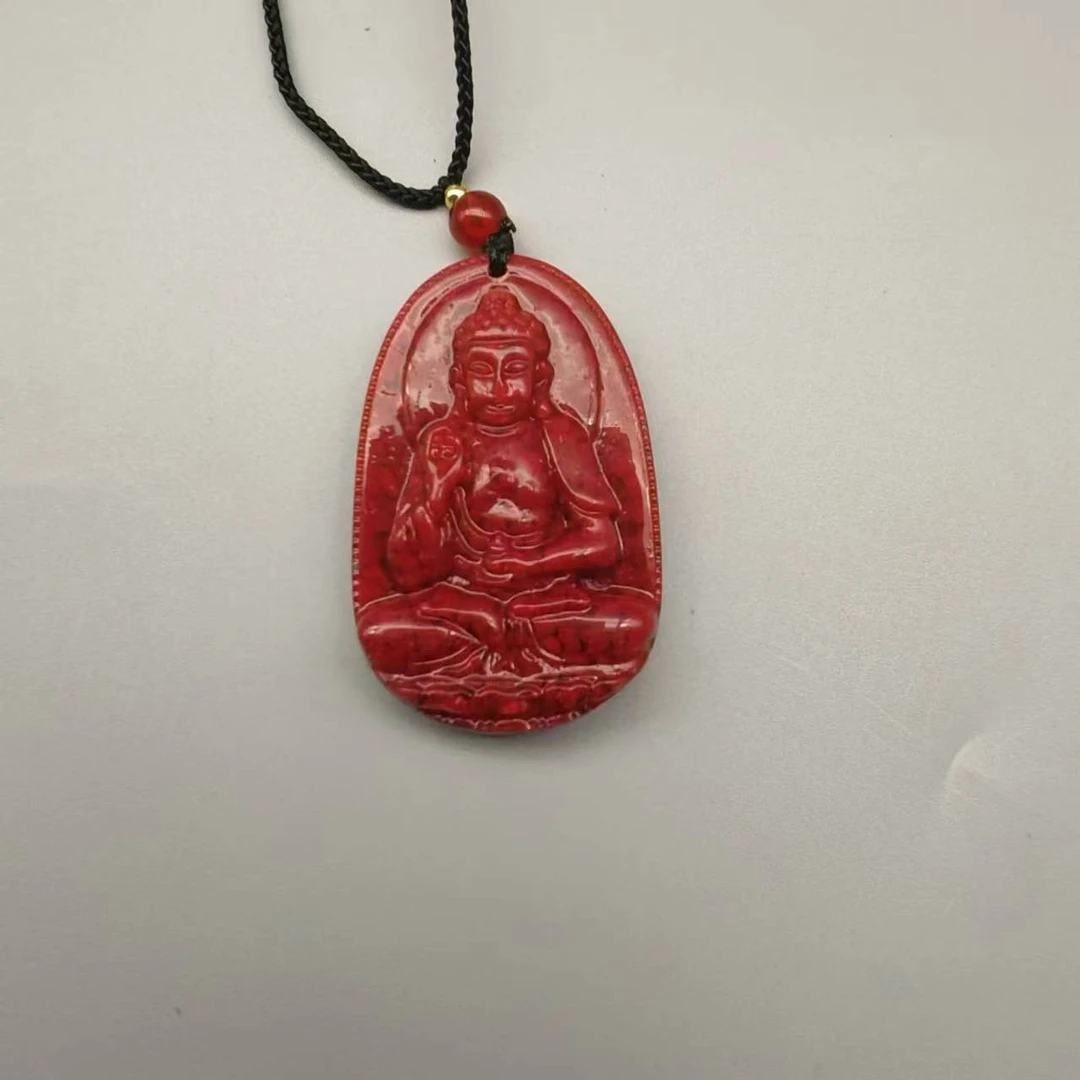 含辰砂工艺品JT069-晶体块砂-雕刻八大守护吊坠