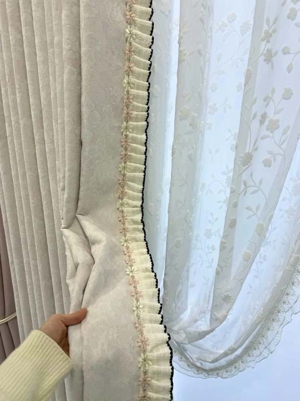 蔷薇色织提花浅粉色 窗帘