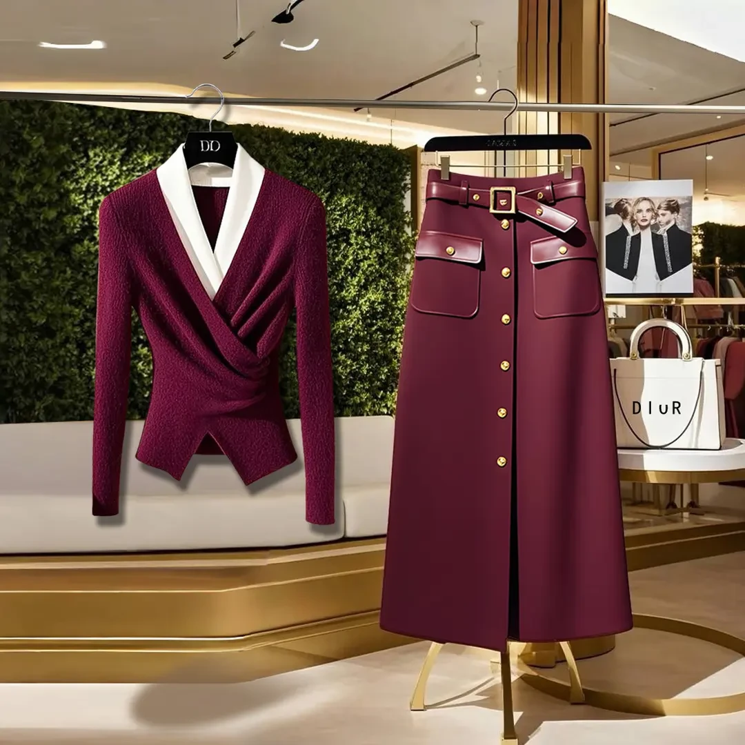 2024冬季时尚洋气内搭可外穿打底衫上衣慵懒休闲百搭显瘦半身裙女