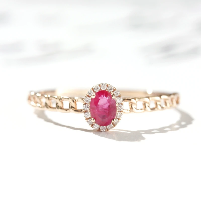 天然18K红宝石戒指-副石钻石-港码13两个圈口内改免费