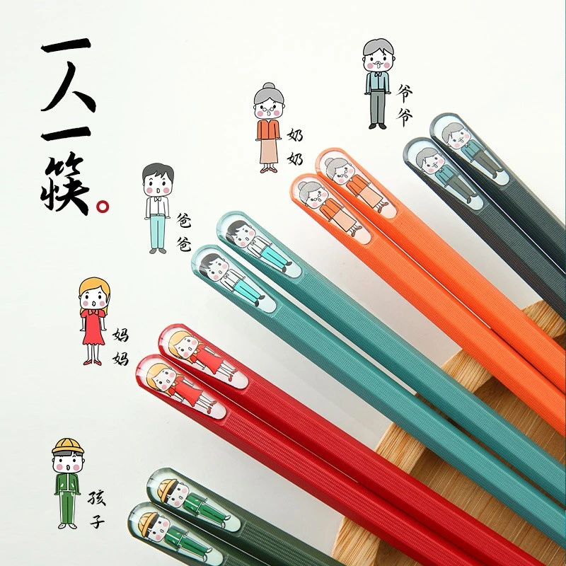 筷子家用情侣防霉亲子合金筷子一人一筷国潮儿童耐高温可爱上档次